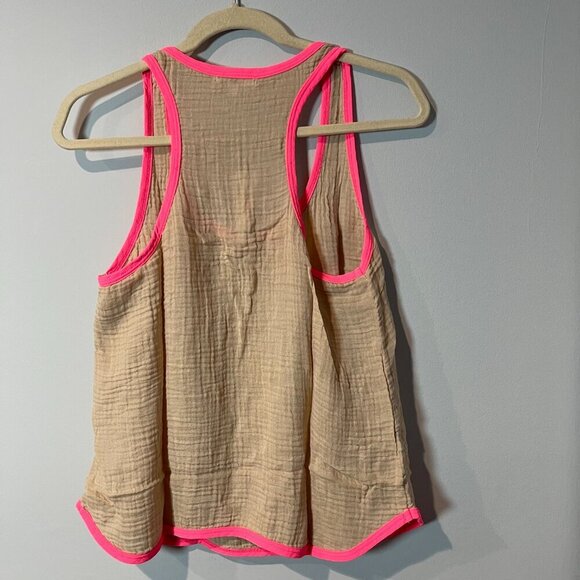 SUNDRY Relaxed Fit Dune Racerback Tank, Size Small, Dune & Pink - NWT - Picture 2 of 6